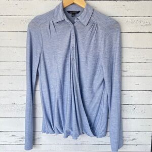 Banana Republic Blue Wrap Front Button-Down Blouse